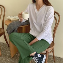 레이디플러스 1849-미트 베이직 브이넥 긴팔 티셔츠