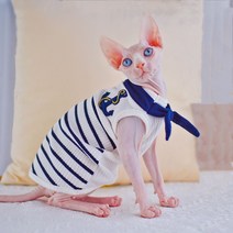 chol 스핑크스 고양이 마린룩 티셔츠 XS-XXL, 네이비 블루