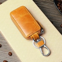 가죽키케이스남성 여성 정품 가죽 자동차 키 홀더 가정부 레트로 다기능 홈 체인 케이스 지갑, 01 Brown