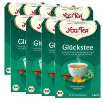 요기티 YOGI TEA Glücks Tee 독일 행운의 차 계피 홉 오렌지 껍질 아유르베다 허브티 17티백, 8팩