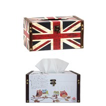 비에이스 우드 티슈케이스 2개/화장지 휴지 각티슈 커버/빈티지 인테리어 소품, 06.유니언 잭, 08.부엉이 가족(화이트)