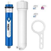 Membrane Solutions 100 GPD RO 멤브레인 멤브레인 하우징이 있는 역삼투막 싱크대 아래 가정용 음료 정수 필터 시스템 교체품 렌치 0.6cm(1/4인치), 하우징 포함 100G