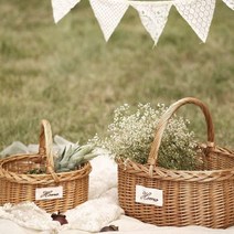 라탄 손잡이 바구니 피크닉 촬영 소품, 대형