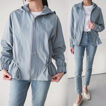 8831 여성 봄 하프 자켓 사파리 후드 점퍼 허리라인 끈 간절기 바람막이