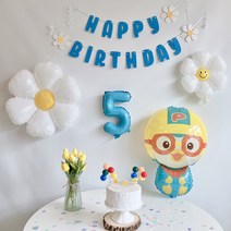 민즈셀렉트 데이지 뽀로로 생일풍선 세트 해피벌스데이 픙선 생일파티 파티풍선, 숫자 3세트