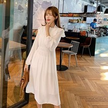 코디피셜 엔젤 프릴 레이스 긴팔 롱원피스