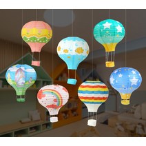 열기구모양 연등 불교 행사 절 소원등 거리 장식 7개, 30cm 자연 열기구 7개