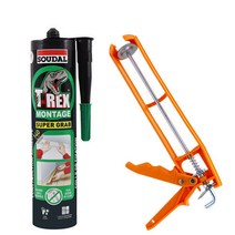 수달 픽스올 실리콘 T-REX Super Grab 티렉스 슈퍼그랩 냄새없는 초강력접착 실리콘 다용도 건축용 접착제 365g 1개, 슈퍼그랩+플라스틱건