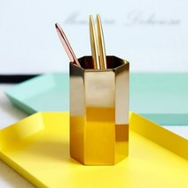 비싼 펜꽂이 홀더 화장품정리 펜슬 골드 메탈 육각 기둥