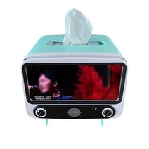 휴지케이스 거치대 식탁 화장대 레트로TV 휴대폰거치대, 오렌지