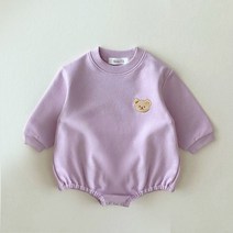 배냇저고리 신생아옷 0-2Y 아기 긴팔 곰 운동복 롬퍼 귀여운 라벤더 오버사이즈 테리 코튼 신생아 남아 여아 바디 수트