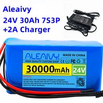 전기 자전거 배터리 리튬 이온 배터리 팩 및 충전기 전동 자전거 오토바이용 24V 30Ah 7S3P 18650 2A, 한개옵션0