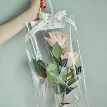 이벤트 로맨틱 프로포즈용 손잡이달린 예쁜 투명 꽃보관 꽃팩 기프트 플라워 축하 빽, 1개, 소 10개입