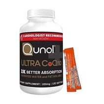 쿠놀 울트라 코큐텐 100mg 흡수력 3배 코엔자임 Q10 물 지용성 형태 2개의 강황 분말 120카운트, 120ct W/ Turmeric Sachets
