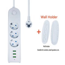 멀티탭EU 소켓 250V 16A 2500W 3 USB 충전 전화 4/3 콘센트 전원 스트립 집 전압 보호, 01 250 볼트_01 white_01 EU, 05 model 2 with holder