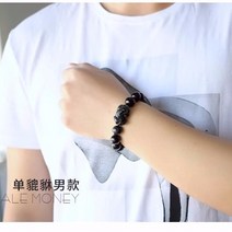 와이유 팔지 개광천연금요석쌍제비족팔찌 흑요석심 황호안석남녀 수곶