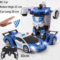 RC카 자동차 2.4Ghz 유도 변환 RC 자동차 로봇 28cm Led 조명 음악 fightint 변형 원격 제어 소년용 장난, 09 30CM 2.4Ghz Music