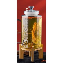 담금주 수도꼭지 술 보관 유리병 과실주 인삼주 병, 15kg스테인리스수전+낮은나무베이스