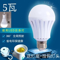 물전구 충전전구 led 그래핀 전도전구 바이오매스 매트, 5와트 백색광(송전램프 홀더+후크 소켓)