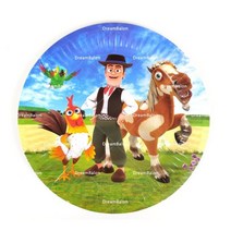 La Granja Zenon 풍선 닭 암소 돼지 생일 축하 배너 드림 레인지랜드 농장 배경 파티 장식 케이크 토퍼 일회용, 10pcs 7inch Plate_기타