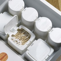 드림 1+1 원터치 미니 서랍함 다용도 정리함 플라스틱 수납 박스 악세사리 면봉 케이스, 1개, 원형