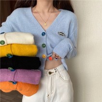 [제이0]컬러단추 긴팔 니트 가디건