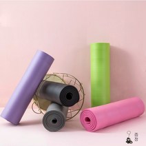 큰얼굴원숭이 NBR 15mm 와이드 요가매트+요가 매트 가방 퍼플, 블랙