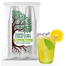 Stock Your Home Clear Compostable Cups 12 oz (50 Pack) Plant Based Biodegradable Eco Party Cup Envi, 50
