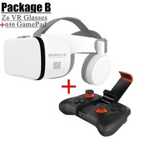 bobo vr z6 무선 3d 안경 가상 현실 상자 4.7-6.5quot용 Google 골판지 스테레오 마이크 헤드셋 헬멧 스마트폰+조이스틱, z6 vr 50 게임 패드 추가