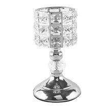 현대 크리스탈 캔들 홀더 기둥 촛대 장식 촛대 스탠드 티 라이트 홈 약혼 집들이 식사 봉헌 양초, 결정, 실버 10x21cm