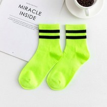 형광양말 패션 네온 컬러 비비드 양말 1+1 멋진 스케이트 줄무늬 코튼 크루 레트로