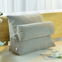 침대 머리맡 싱글 삼각 베개 쿠션 침실 기숙사 침대 등받이 핸드폰 쿠션 책보기, 뉴 코튼-실버 그레이, 45cm 디럭스 {쿠션+헤드베개}