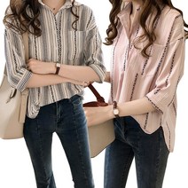 리더스타 여성블라우스 루즈핏 자체제작 셔츠 블라우스 2개 세트