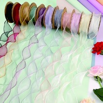 쉬폰 실루엣 리본 선물포장 9color 재료 레이스 테이프 끈 예쁜 도매 제작 오간디, 09쉬폰실루엣리본블랙