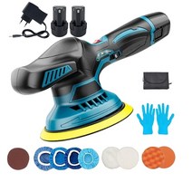 차량용 광택기 1Set Cordless Car Polisher 12V Battery Powered Electric Polishing Machine Waxing Tool, 01 Blue