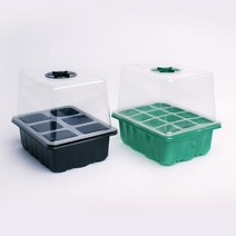 수경재배 모종트레이 육묘 삽목 상자 씨앗발아 미니온실 원예용품, 대형 12구, 그린, 1개
