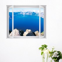 꾸밈 iw524-백두산천지창문그림액자(중형) 액자, H타입 아이보리화이트