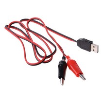 와이어 수컷 USB 커넥터 테스트 리드가있는 구리 악어 클립, 검은색, 01 Black