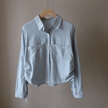 여성 칼라 양쪽 스트링 루즈핏 긴팔 셔츠 카디건 chiffon shirt 비보뉴 U306K124