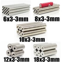초강력 네오디움자석 다이소자석 네오디움자석 다이소 10 200pcs 6x3 8x3 10x3 12x3 18x3 구멍 3mm n35 ndfeb 접시 둥근 슈퍼 영구 자기 디스크, 18x3-3(50개)