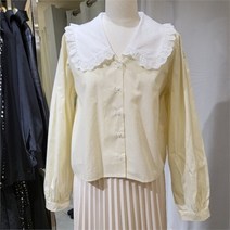 트랜드컬렉션 NC11 배색프릴카라 숏블라우스 TR22442