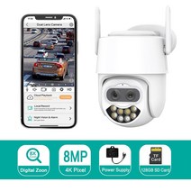 4K CCTV 비디오 8MP PTZ 와이파이카메라 8X 디지털줌 듀얼렌즈 AI 인간감지, 8MP 8X Zoom 128GB, CHINA, EU 플러그 220V