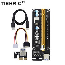 TISHRIC VER 006 PCI-E 라이저 카드 그래픽 연장 케이블 GPU 채굴용 익스프레스 1X-16X 연장기 USB3.0 60cm, 01 Ver 006 Riser Card
