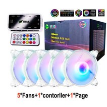 부품 컴퓨터 호환 PC 쿨러 IWONGOU 120mm 팬 RGB 케이스 냉각 냉각기 조정 가능한 속도 LED 12cm Slient 라디에이터 Aura Sync argb, 5Fansand1controller_RGB | Whit