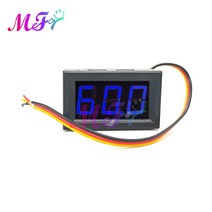 LED 전압계 DC 0V 100V 디지털 전압 패널 미터 6V 12V 24V 36V 바이크 오토바이 자동차 3 와이어에 대 한 빨간색/파란색/녹색, [02] Blue, [01] DC 0-100V