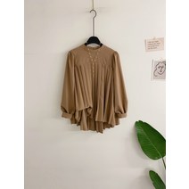 허니제이 / 파오린 주름 언발 퍼프소매 긴팔 블라우스(3color)
