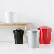 마켓비 CESTINO 휴지통 철제 스틸 다용도 수납함 쓰레기통 뚜껑있는 분리수거, 12L 그린, 1개