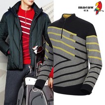 [마코 SALE] (남성)스트라이프배색반집업니트_MIM4SW01