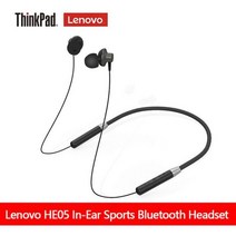 Lenovo-HE05 무선 블루투스 이어폰 자석 넥밴드 방수 스포츠 헤드셋 마이크 소음 차단, 하나, HE05 black