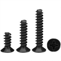 M2.5 블랙 100개 접시머리 셀프 태핑 나사 탄소강 미니 크로스 카운터 성크 헤드 볼트, M2.5 (100pcs), 10mm